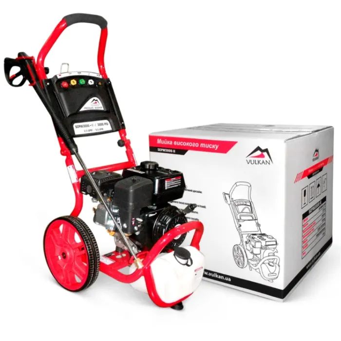 Мойка высокого давления Vulkan SCPW3000-II, 200bar 498л/ч, бенз. двигатель, колеса (SCPW3000-II) изображение 6