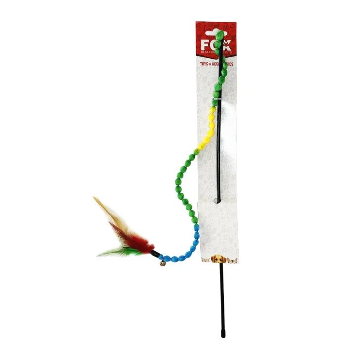Игрушка для кошек "FOX" Удочка-дразнилка "Бусы с перьями" (6912102124628)