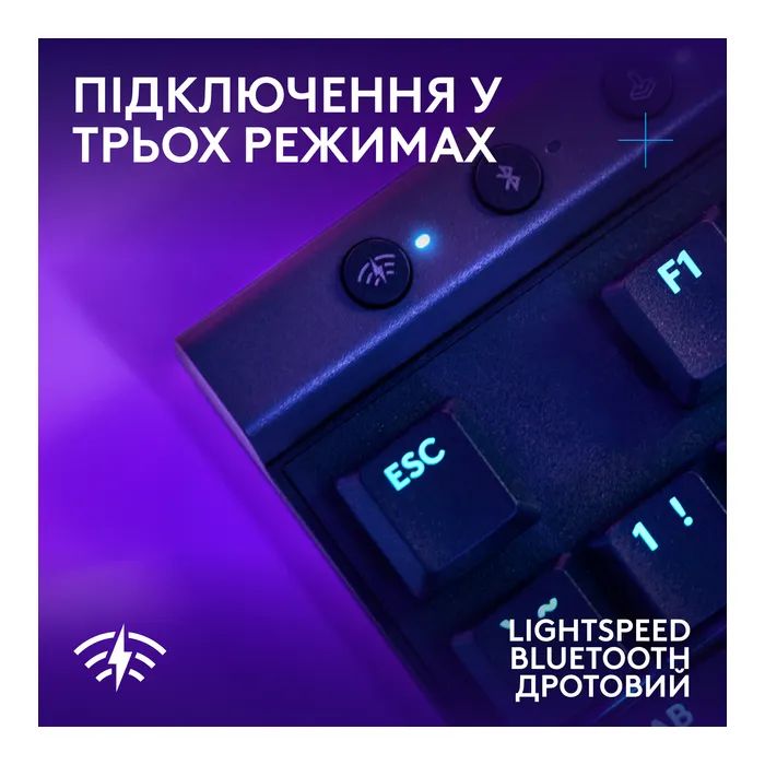 Клавиатура Logitech G515 TKL Lightspeed GL Tactile RGB Wireless/Bluetooth/USB UA Black (920-014075) изображение 5