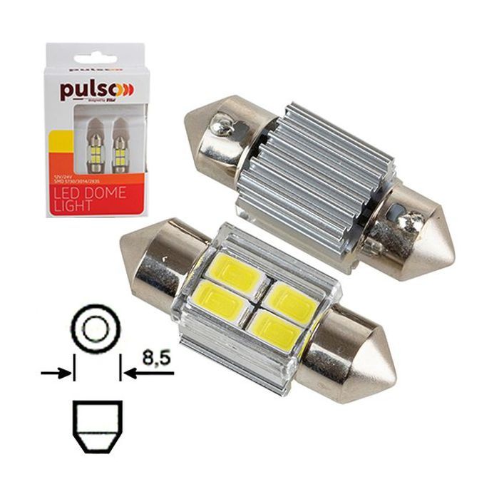 Автолампа PULSO LED SV8.5/T11x31mm/4 SMD-5730/9-18v/130Lm (LP-62031) зображення 3