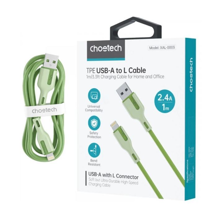 Дата кабель USB 2.0 AM to Lightning 1.0m 2.4A black Choetech (XAL-0003-BK-V2) изображение 2