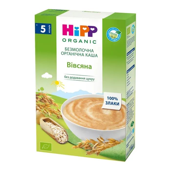 Детская каша HiPP Organic Безмолочна вівсяна з 4 місяців 200 г (1123262)