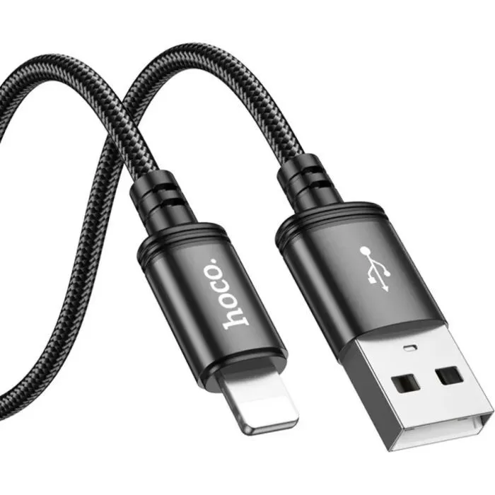 Дата кабель USB 2.0 AM to Lightning 3.0m X91 Radiance black HOCO (6931474788702) зображення 2