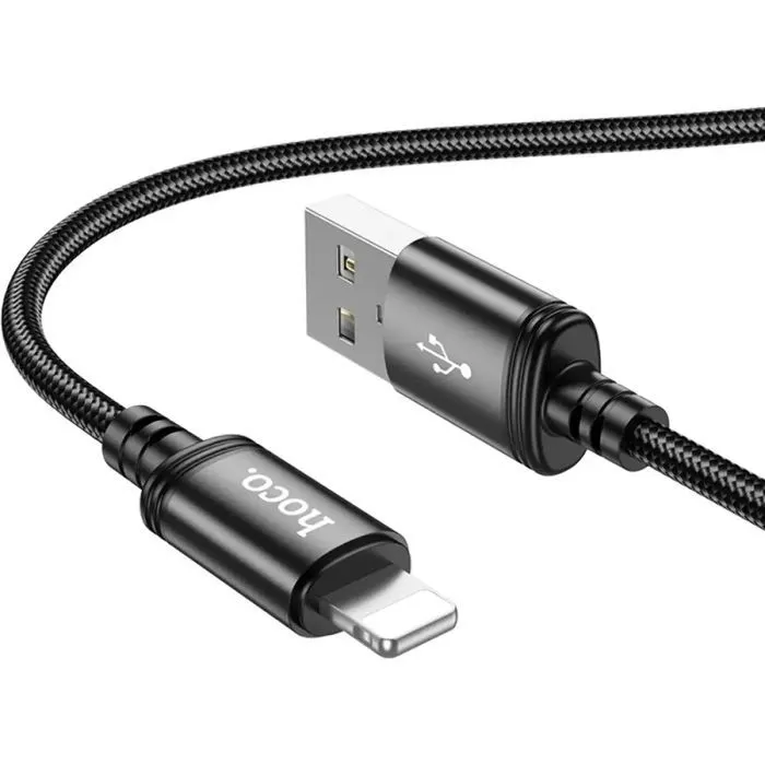 Дата кабель USB 2.0 AM to Lightning 3.0m X91 Radiance black HOCO (6931474788702) зображення 4