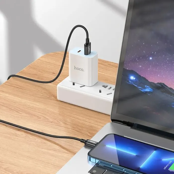 Дата кабель USB 2.0 AM to Lightning 3.0m X91 Radiance black HOCO (6931474788702) зображення 6
