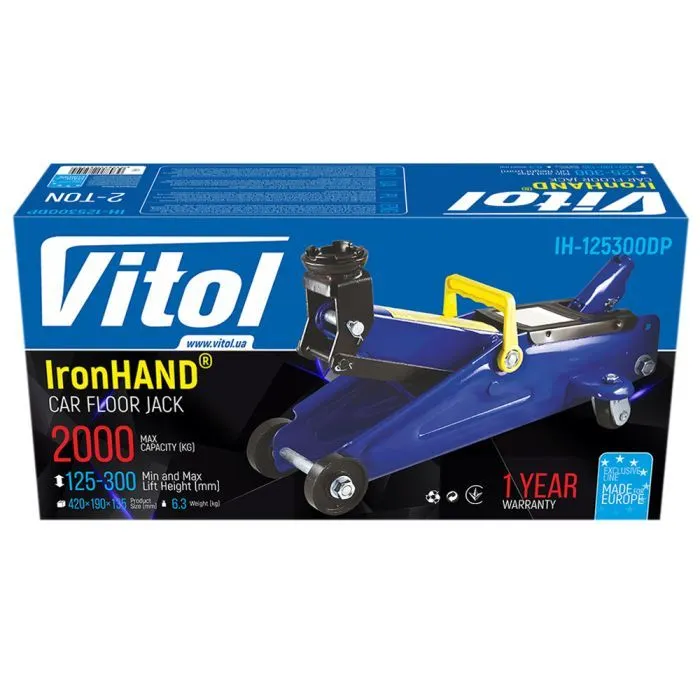 Домкрат Iron Hand IH-125300DP, подкатный, гидравлический, 2т, min 125мм, max 300мм (IH-125300DP) изображение 8