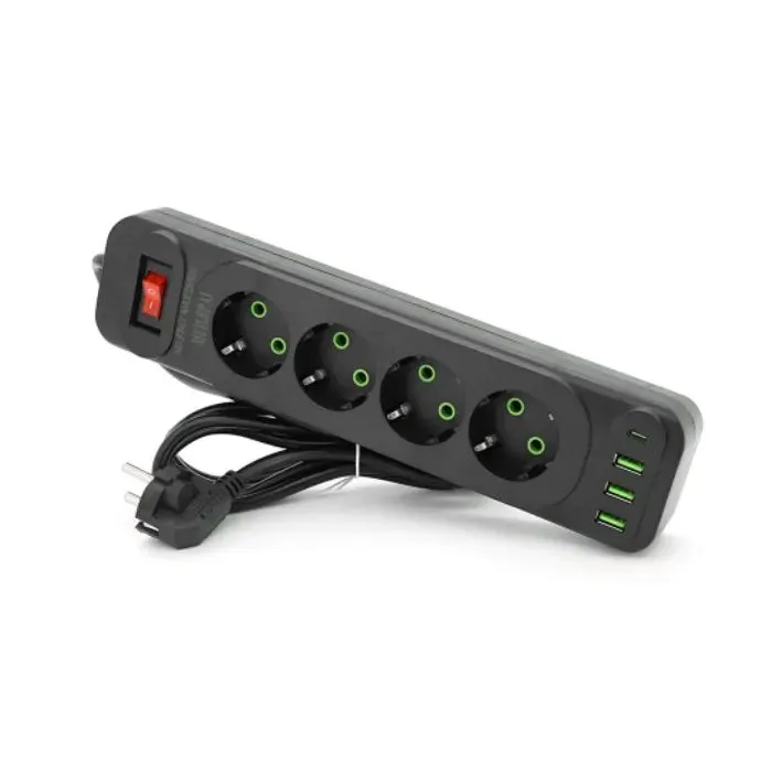 Сетевой фильтр питания Meilepai F24U, 4 роз EU, 3USB Black (F24U-Black)