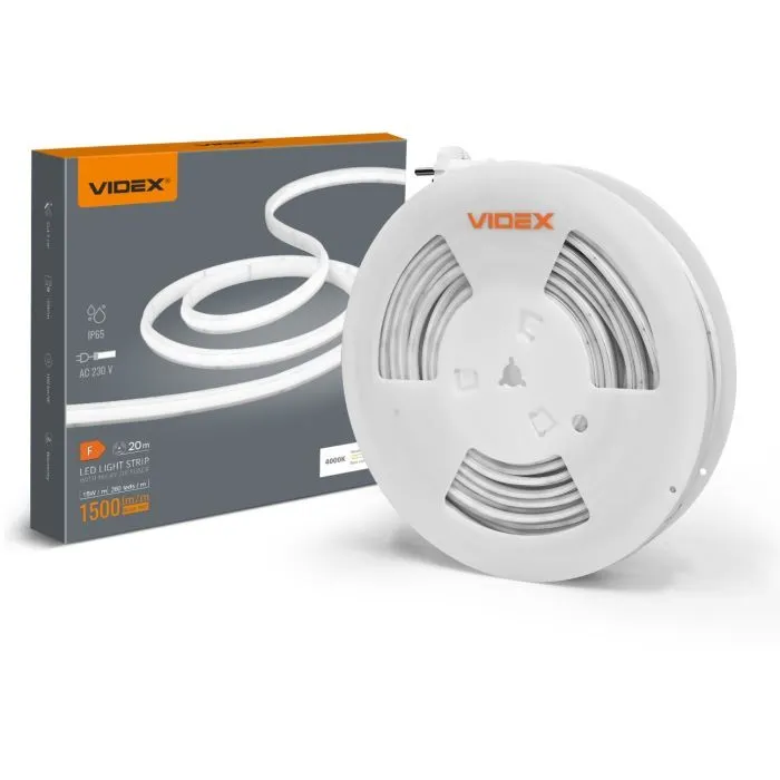 Світлодіодна стрічка Videx 230V 15W/m 4000K IP65 20м (VL-LST-CB65-22154-B20) зображення 6