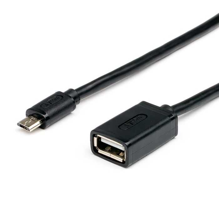 Дата кабель OTG USB 2.0 AF to Micro 5P 0.1m Atcom (3792)