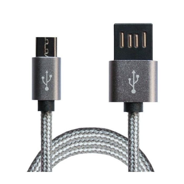 Дата кабель USB 2.0 AM to Micro 5P 1.0m Grey/Black Grand-X (FM02) изображение 3
