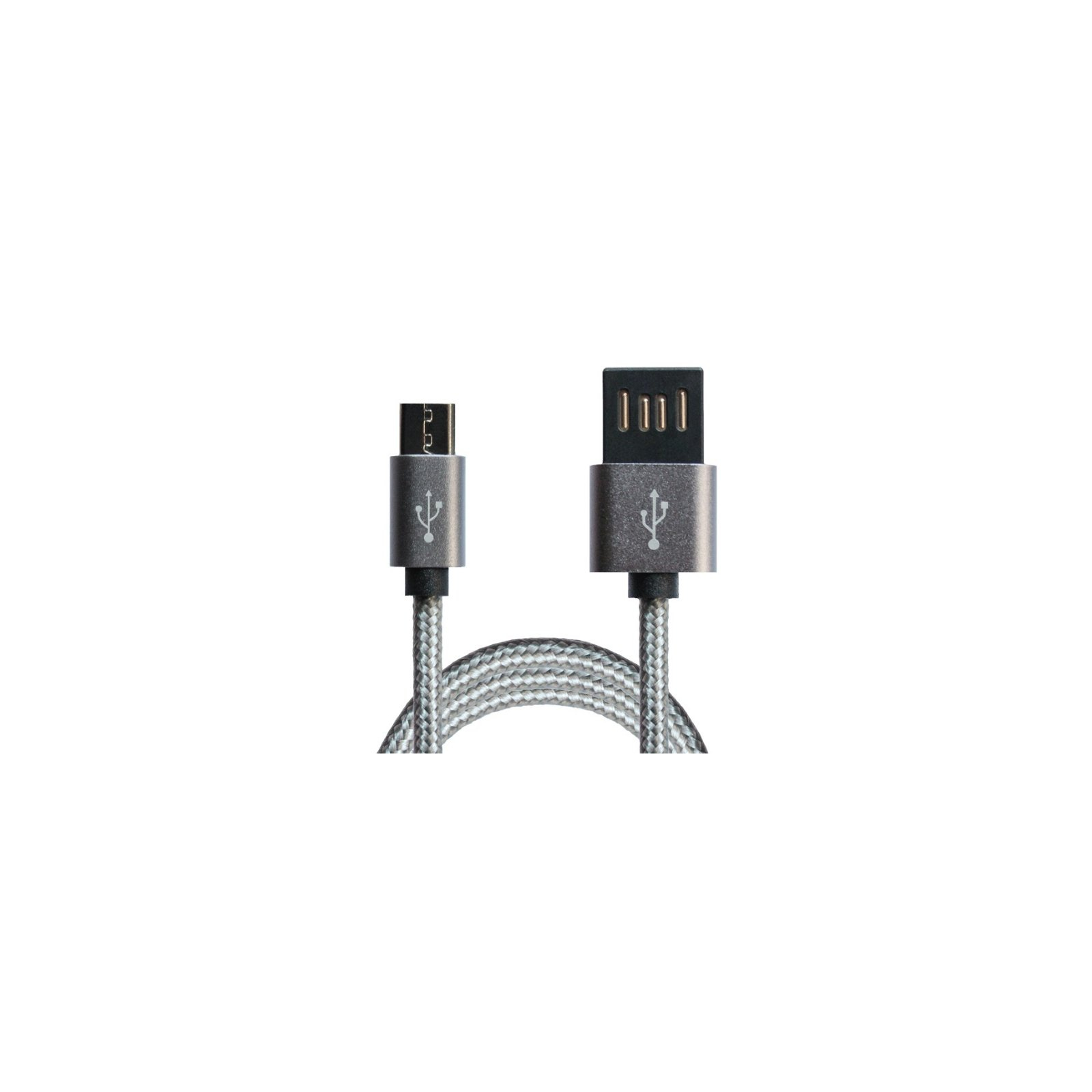 Дата кабель USB 2.0 AM to Micro 5P 1.0m Grey/Black Grand-X (FM02) изображение 3