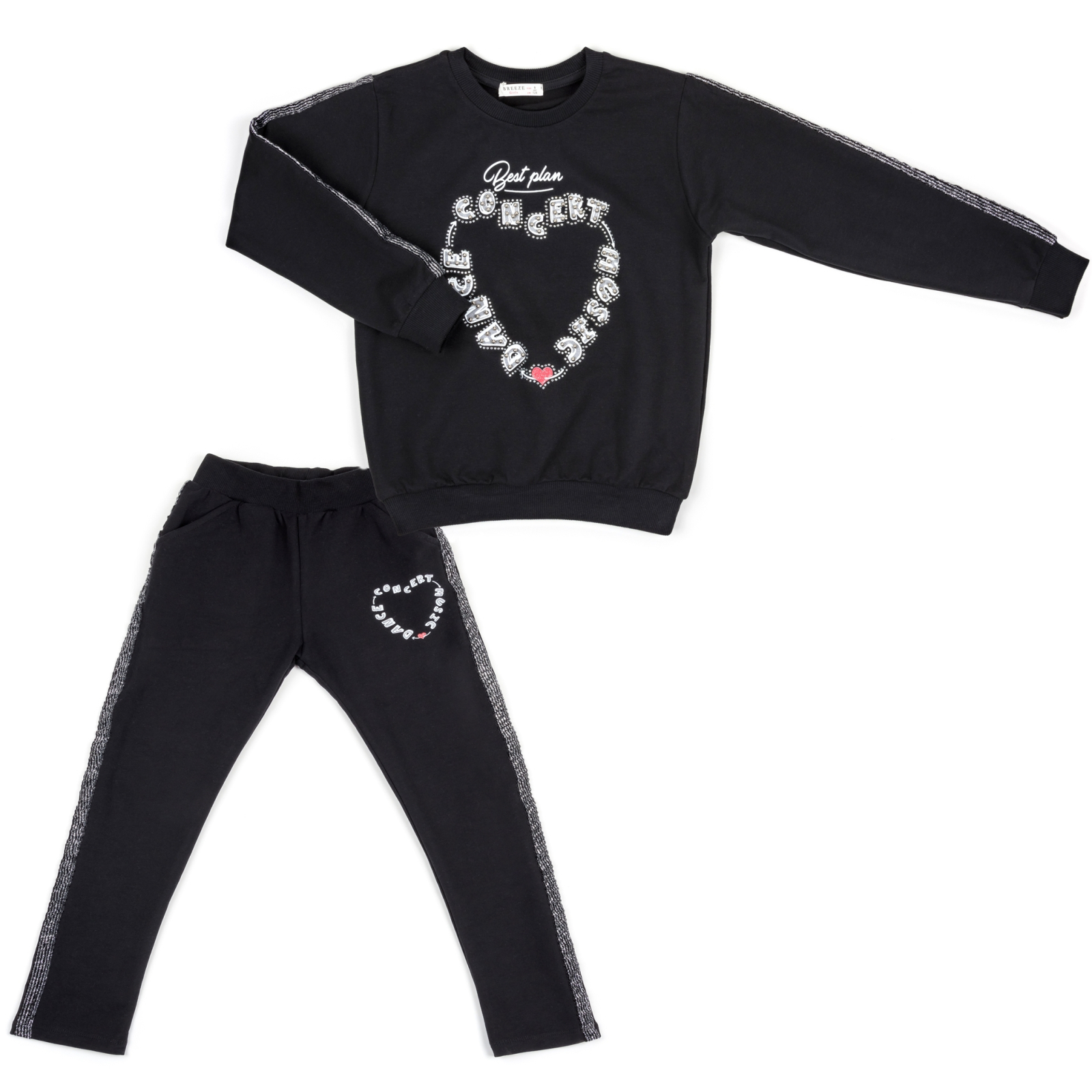 Набор детской одежды Breeze с серебряными лампасами (12973-152G-black)