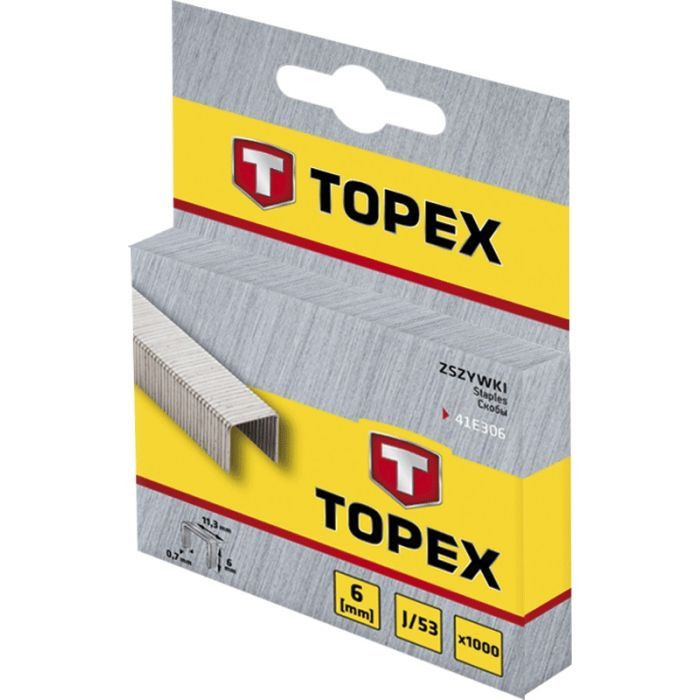 Скоби для будівельного степлера Topex 8 мм, 1000 шт, тип J (41E308) зображення 2