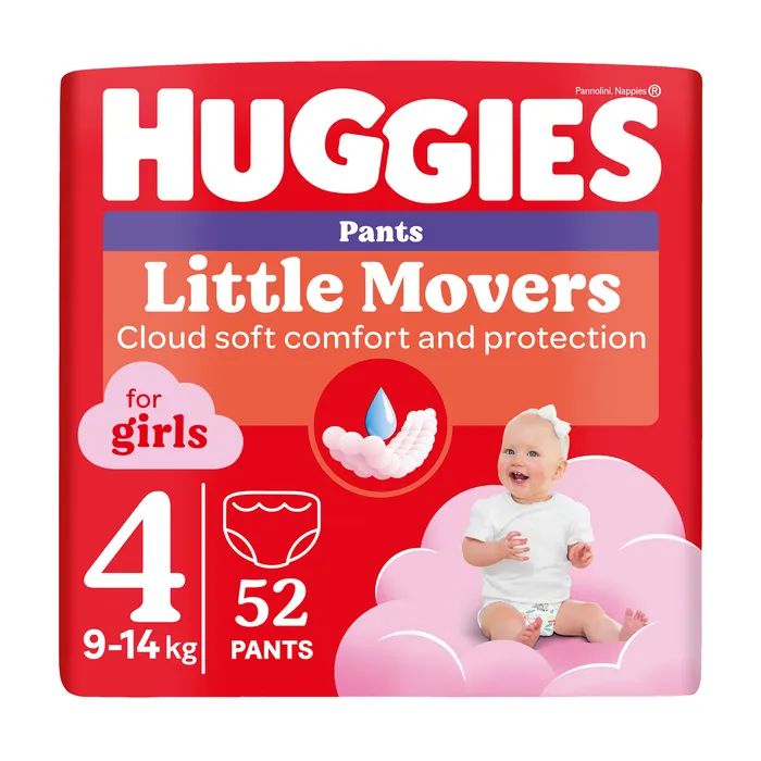 Підгузки Huggies Little Movers/Pants 4 (9-14 кг) M-Pack для дівчаток 104 шт (5029054568095)