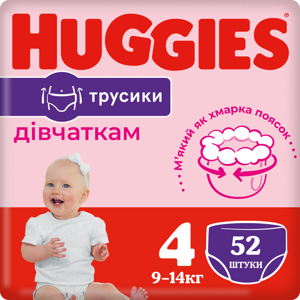 Підгузки Huggies Pants 4 Mega (9-14 кг) для дівчаток 104 шт (5029054568095)