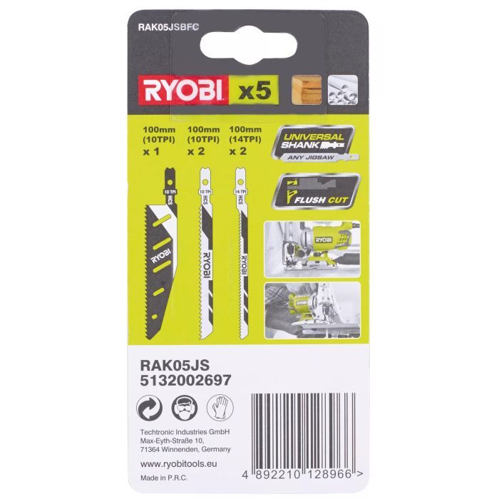 Полотно Ryobi набір для елетролобзиків RAK05JSBFC, 5шт (5132002697) зображення 3