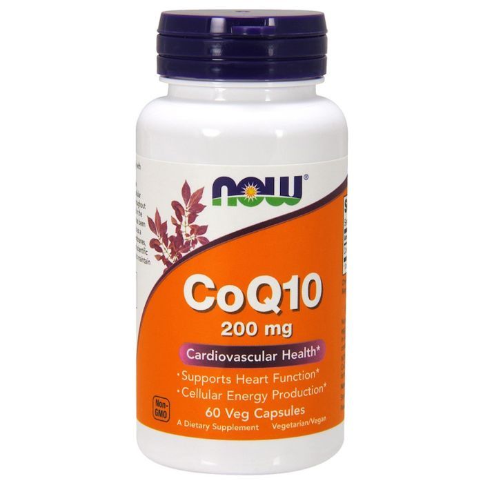 Антиоксидант Now Foods Коэнзим Q10 200 мг, CoQ10, 60 вегетарианских капсул (NOW-03176)