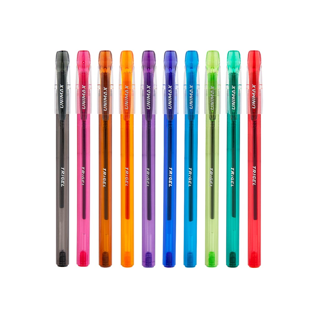 Ручка гелевая Unimax набор Trigel-3 ассорти цветов 0.5 мм, 10 цветов корпуса (UX-132-20) изображение 3