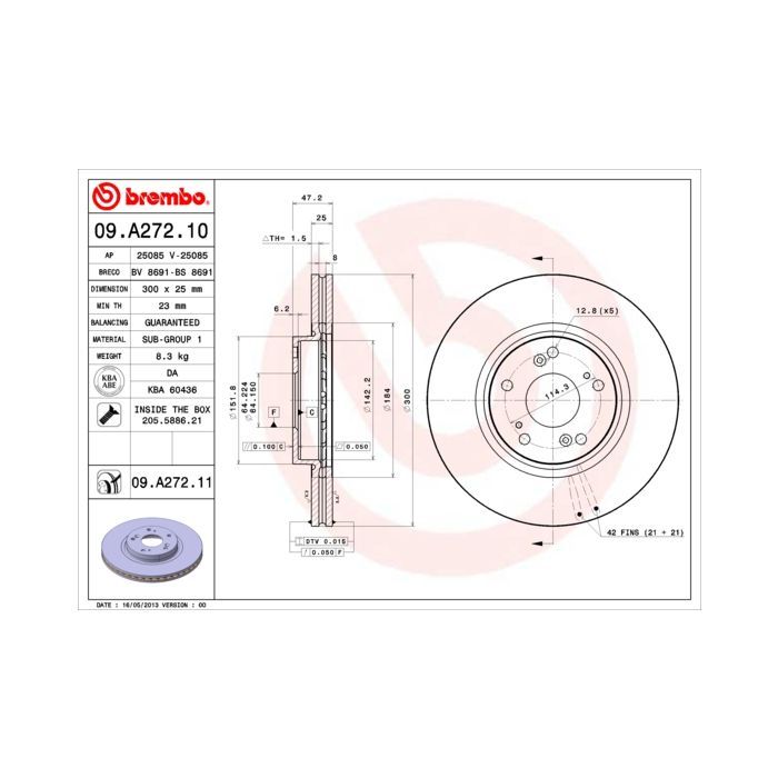Гальмівний диск Brembo 09.A272.11