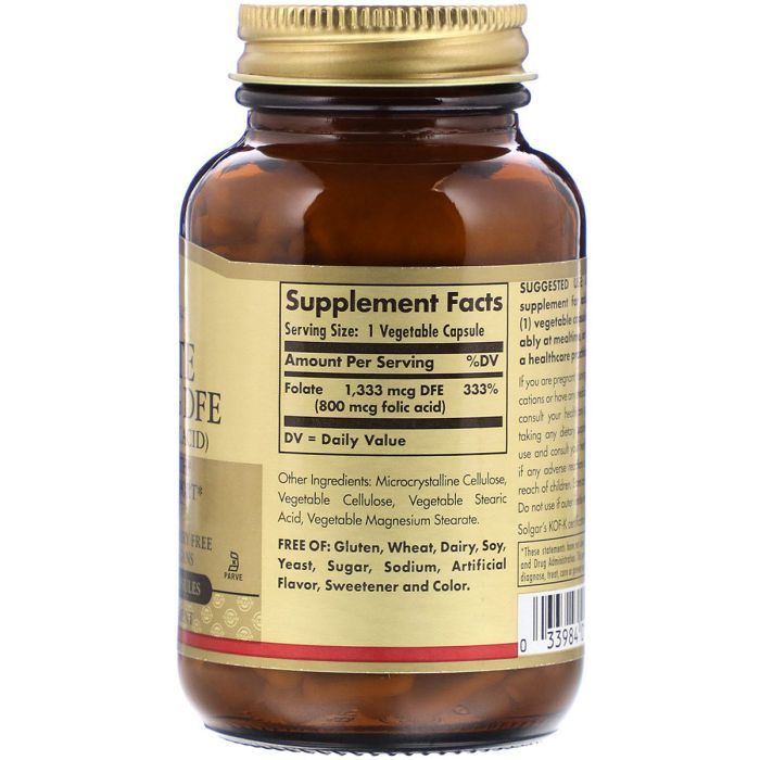 Витамин Solgar Фолат (В9), Folic Acid, 800 мкг, 250 растительных капсул (SOL-01101) изображение 2
