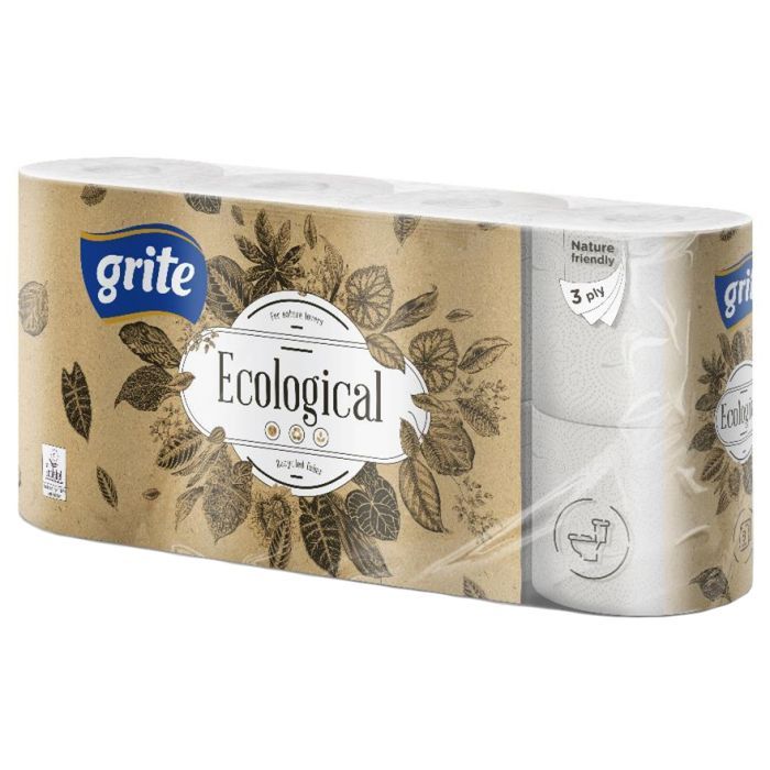 Туалетная бумага Grite Ecological Plius 3 слоя 8 рулонов (4770023350241)