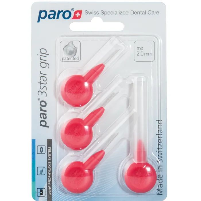 Щетки для межзубных промежутков Paro Swiss 3star grip xxx-тонкие 2 мм 4 шт. (7610458010914) изображение 2