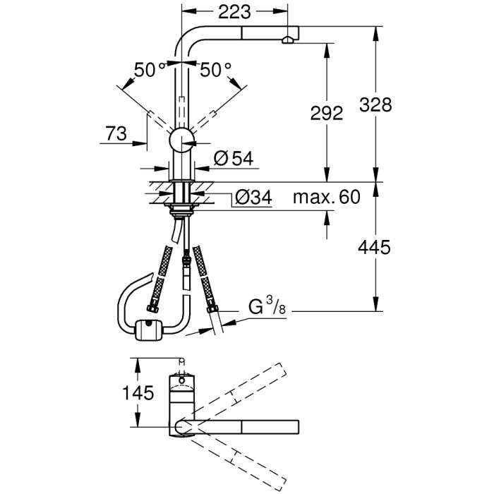 Смеситель Grohe VENTO OHM L PULL ХРОМ (30436000) изображение 2