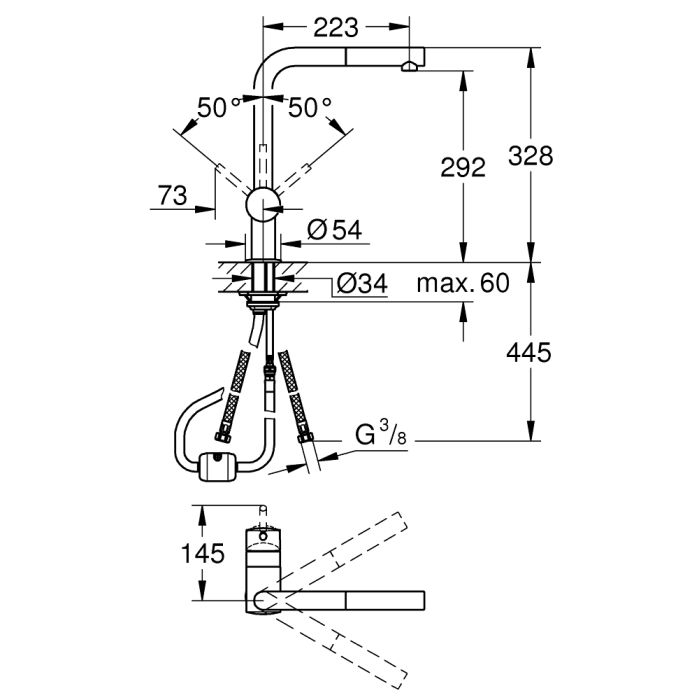 Смеситель Grohe VENTO OHM L PULL ХРОМ (30436000) изображение 3
