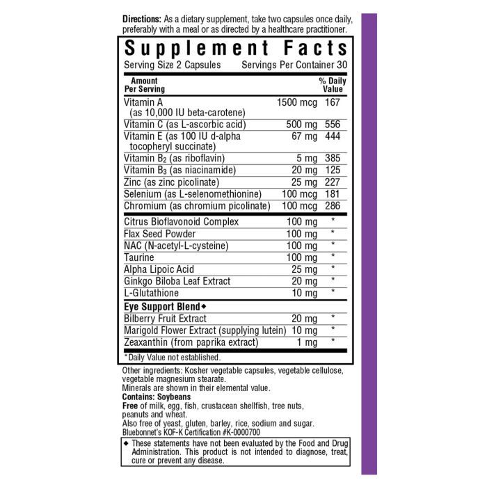 Антиоксидант Bluebonnet Nutrition Антиоксидант для Око з зеаксантин, 60 рослинних (BLB0340) зображення 2