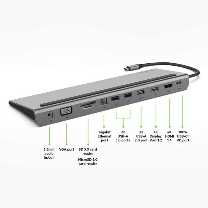 Концентратор Belkin USB-C 11-in-1 Multiport Dock (INC004BTSGY) изображение 4