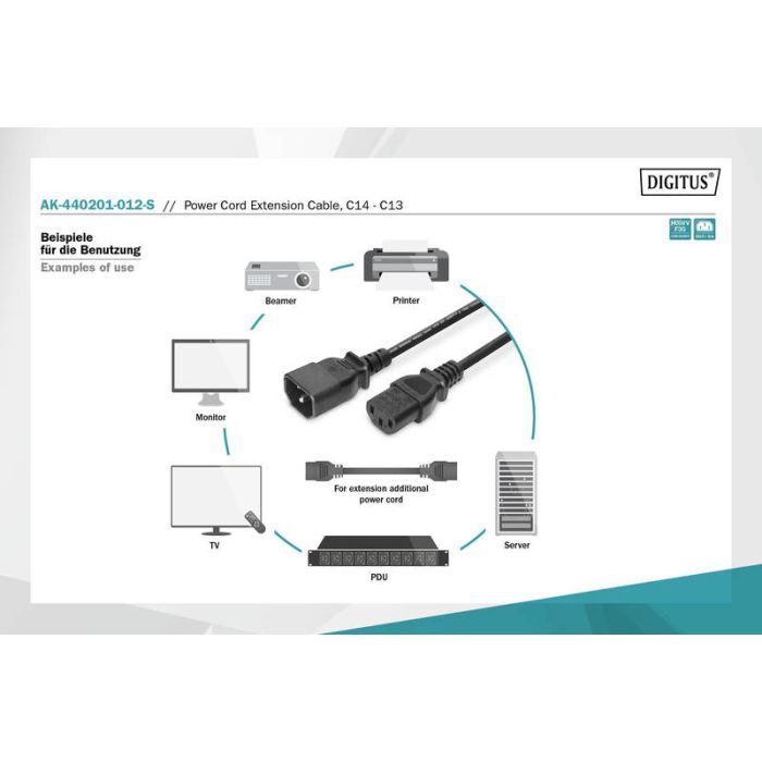 Кабель живлення C13 to C14 1.2m Digitus (AK-440201-012-S) зображення 4