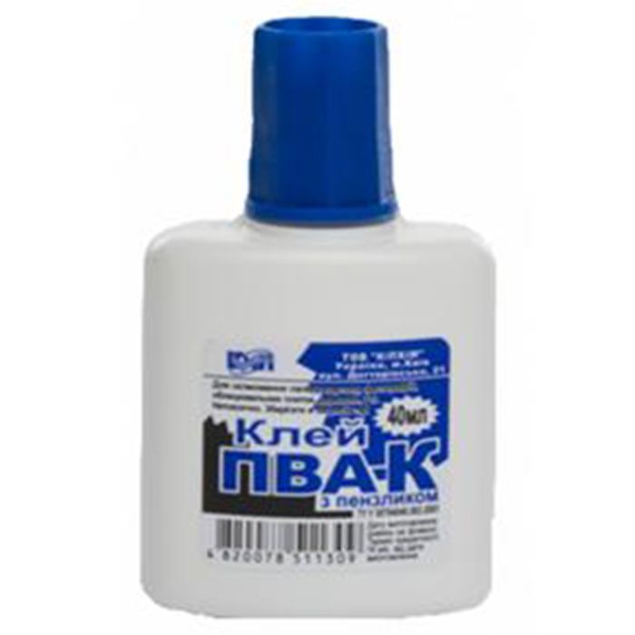 Клей КіП ПВА-К 40 мл с кисточкой (GLUE-KIP-PVA-40ML)