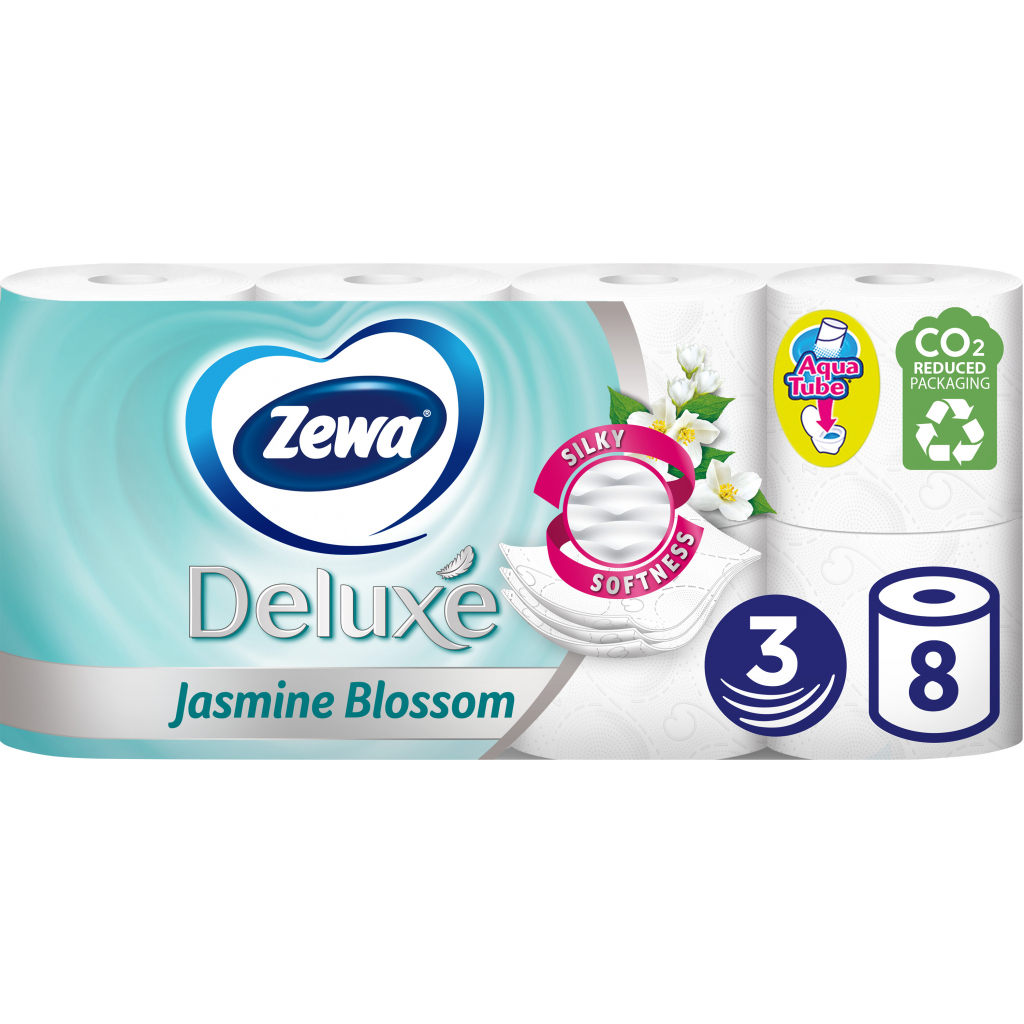 Туалетная бумага Zewa Deluxe Жасмин 3 слоя 8 рулонов (7322541171753)
