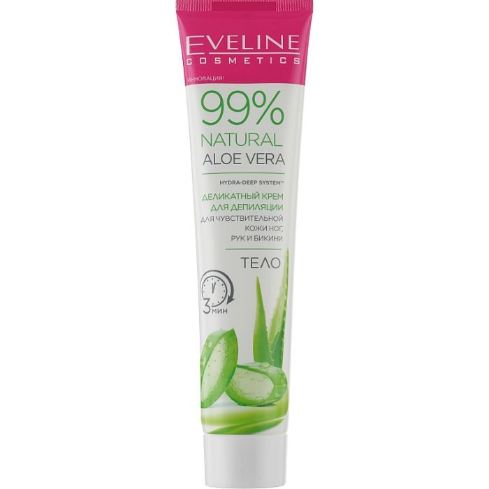 Крем для депиляции Eveline Cosmetics Natural Aloe Vera для чувств. кожи ног, рук и бикини 125 мл (5903416026822)