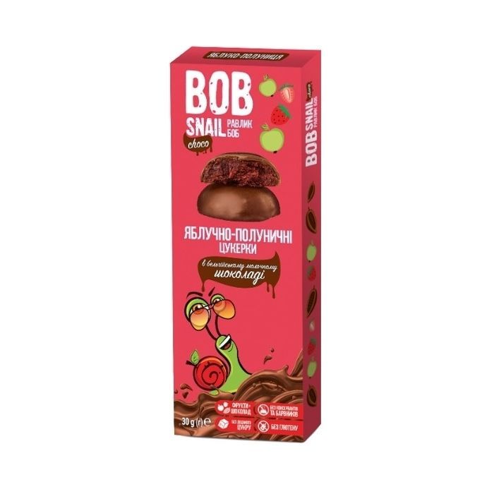 Конфета Bob Snail Улитка Боб яблочно-клубничный в молочном шоколаде 30 г (4820219341321)