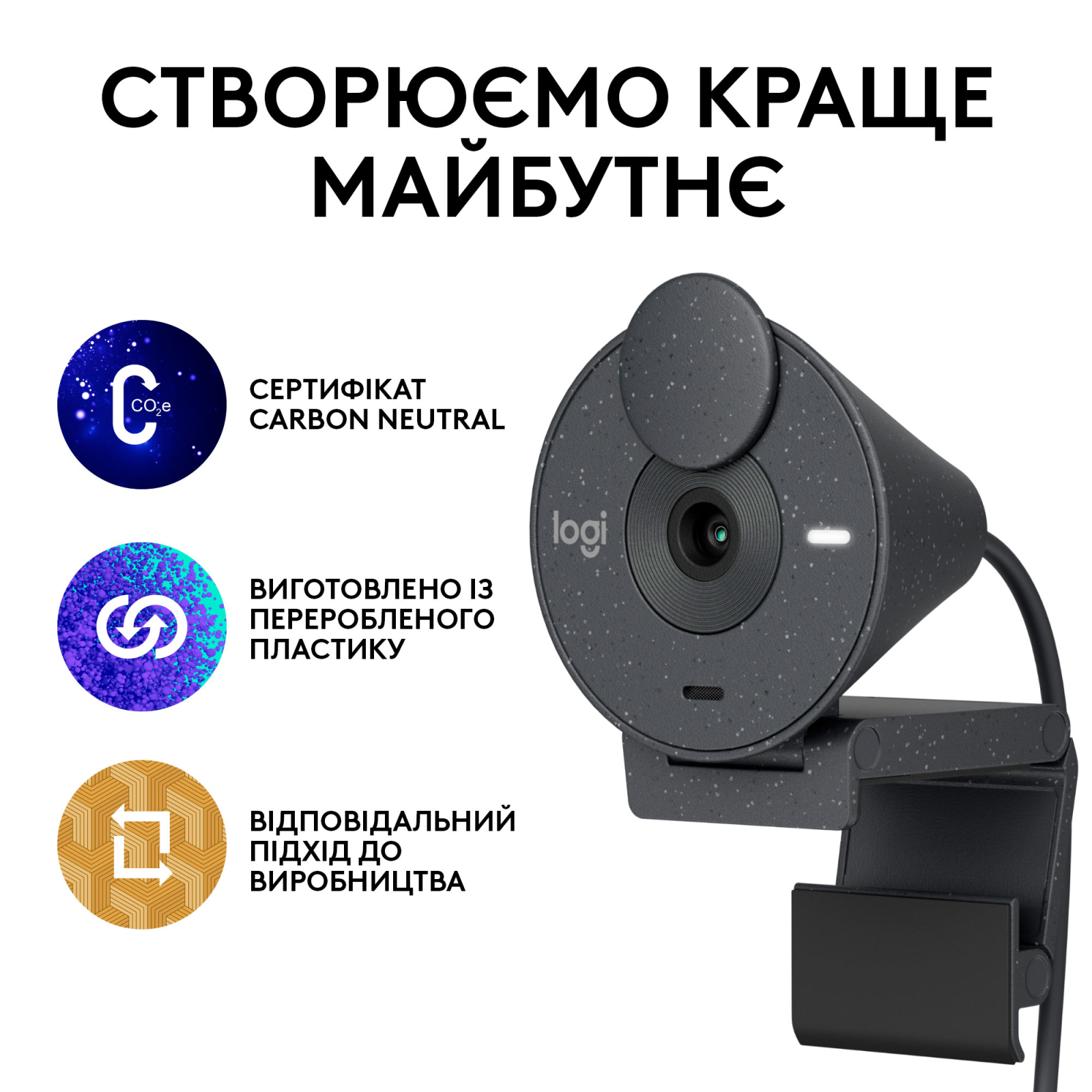Веб-камера Logitech Brio 300 FHD White (960-001442) изображение 8