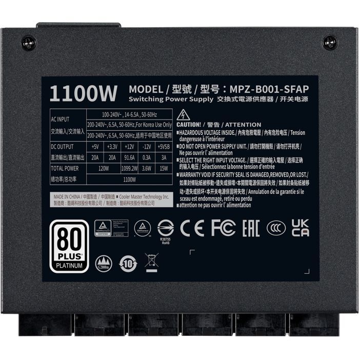 Блок питания CoolerMaster 1100W V SFX Platinum (MPZ-B001-SFAP-BEU) изображение 5