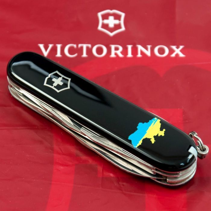 Нож Victorinox Climber Ukraine Black "Карта України Жовто-Блакитна" (1.3703.3_T1166u) изображение 2