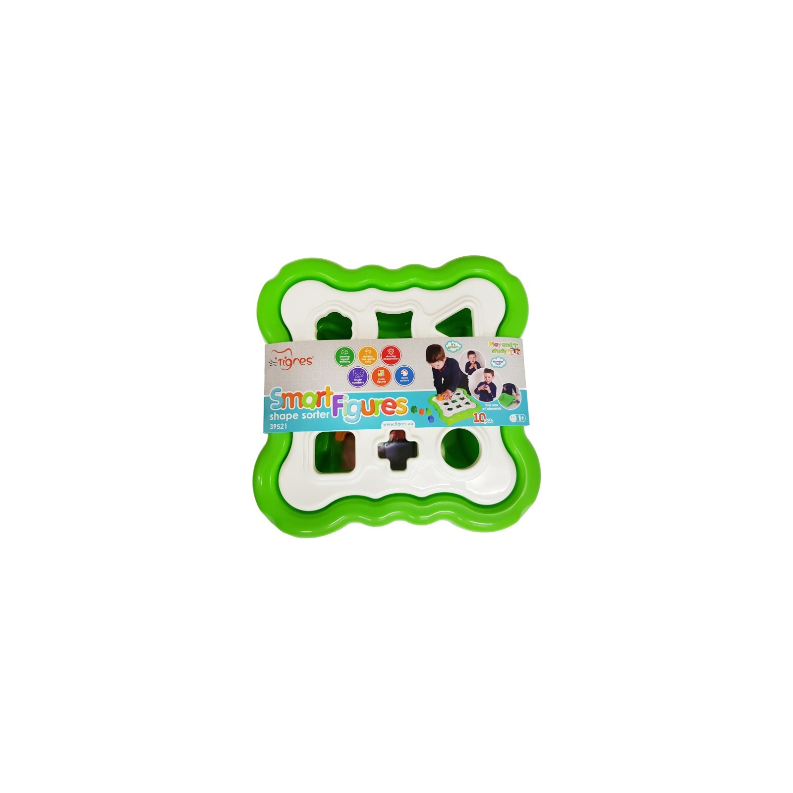 Развивающая игрушка Tigres сортер Умные фигурки 10 элементов (св.зеленый) (39521) изображение 2