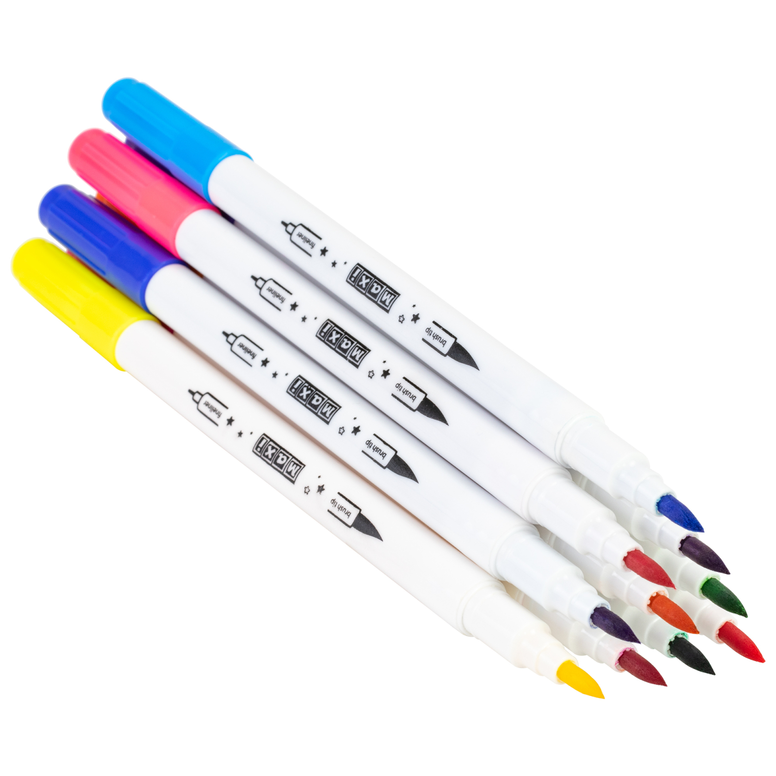 Фломастери Maxi пензлики BRUSH-TIPPED + лайнери 2в1, 12 кольорів, лінія 0,4-6 мм (MX15239) зображення 2