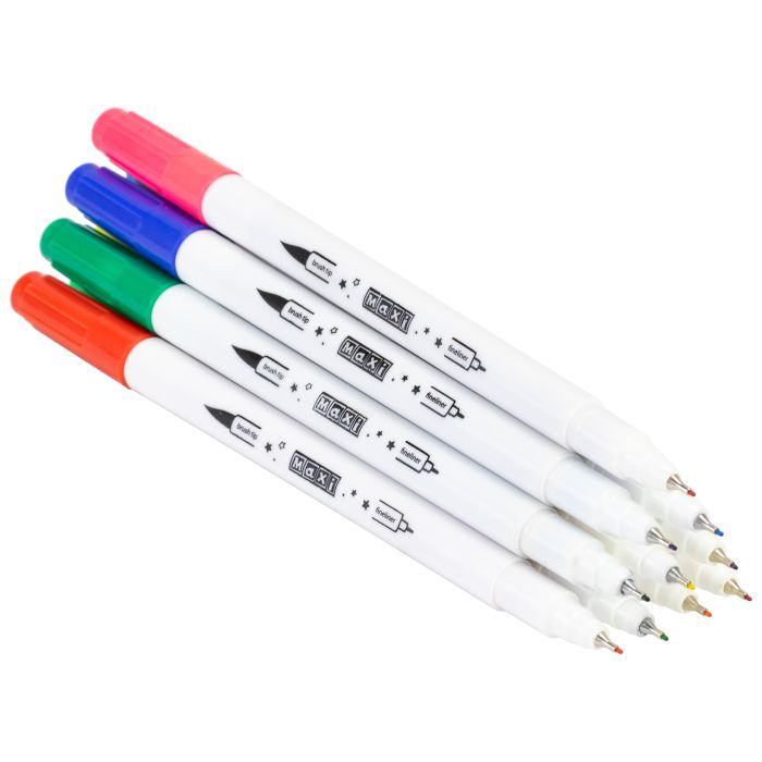 Фломастеры Maxi кисточки BRUSH-TIPPED + лайнеры 2в1, 12 цветов, линия 0,4-6 мм (MX15239) изображение 3