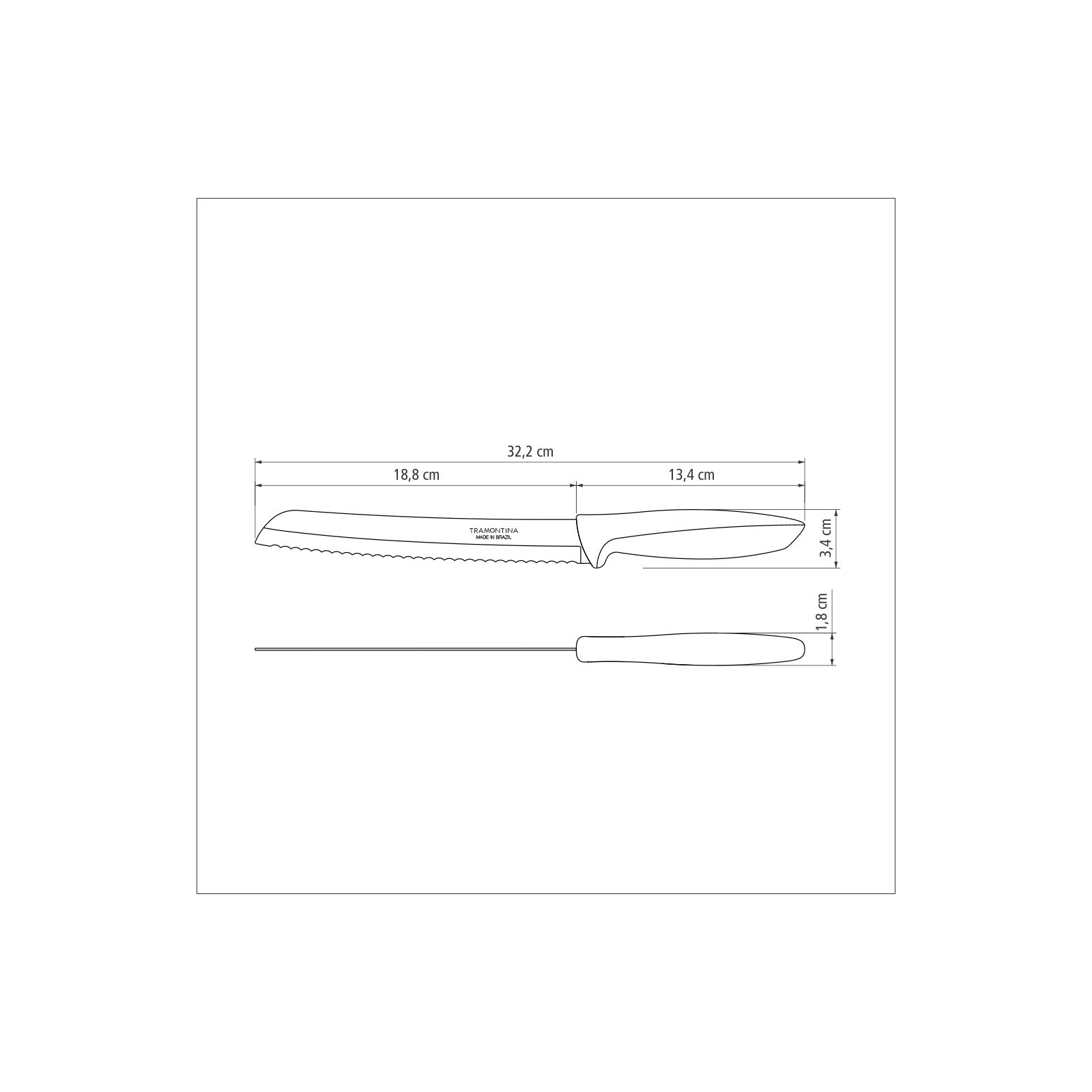 Кухонный нож Tramontina Plenus Light Grey Bread 203 мм (23422/138) изображение 2