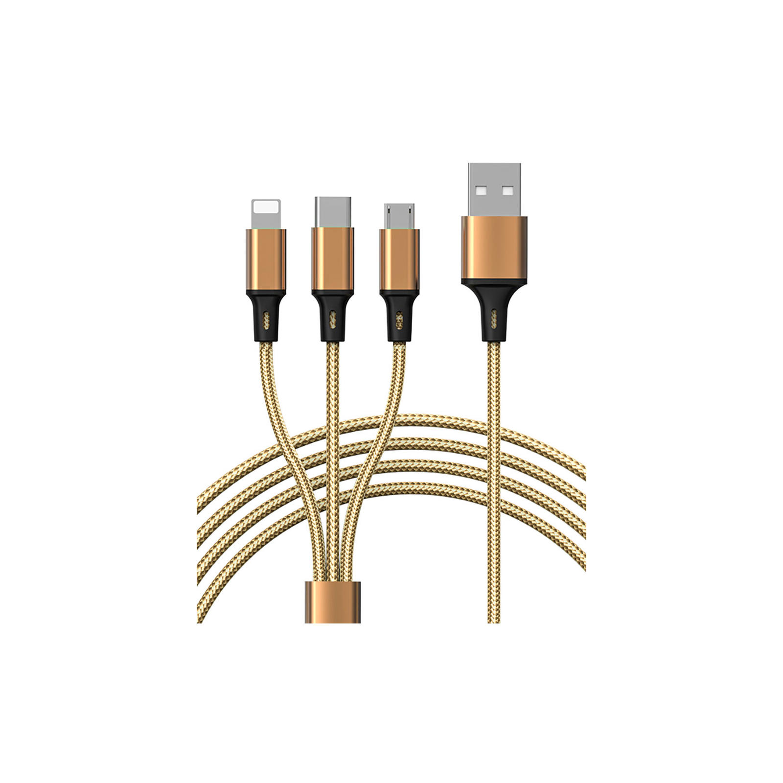 Дата кабель USB 2.0 AM to Lightning + Micro 5P + Type-C Azeada PD-B92th Gold Proda (PD-B92th-GD)