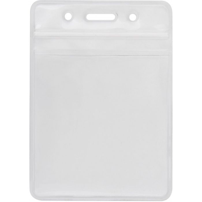 Бейдж Optima вертикальный замок zip lock PVC, 91х128 мм (O45629)