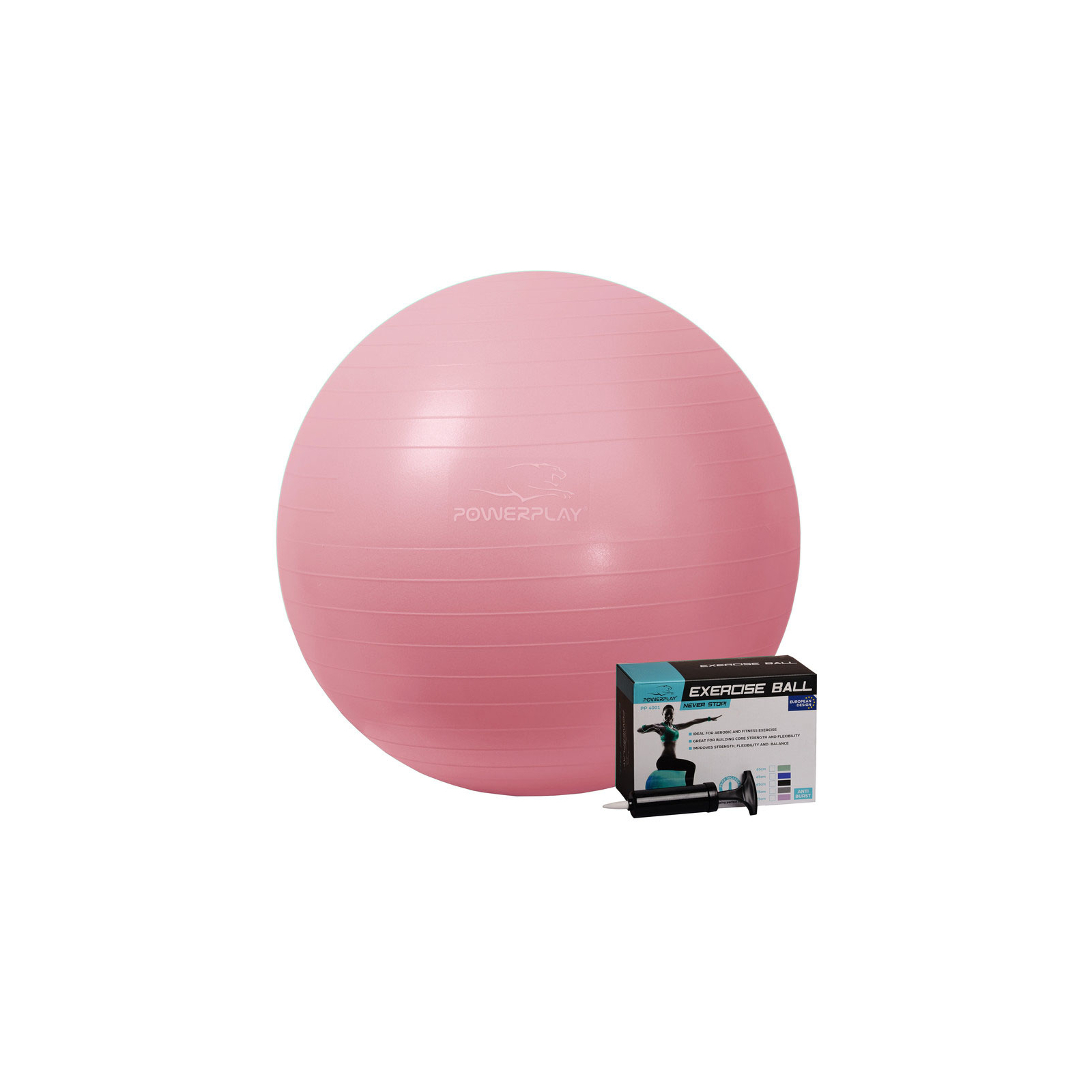 М'яч для фітнесу PowerPlay 4001 65см Рожевий + помпа (PP_4001_65_Pink)