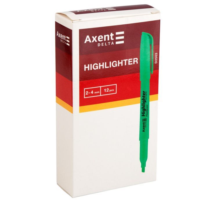 Маркер Axent Highlighter 2-4 мм клиновидный зеленый (D2503-04) изображение 2
