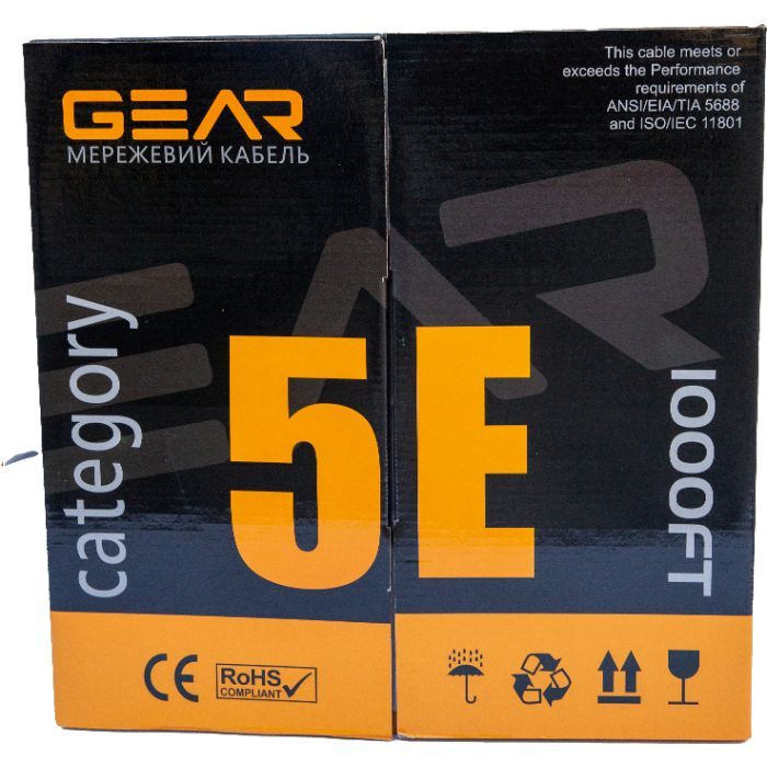 Кабель мережевий UTP 305м, cat.5e, CCA, 4*2*0,50, PVC, indoor, grey GEAR (GEC-UTPCCA050305) зображення 3