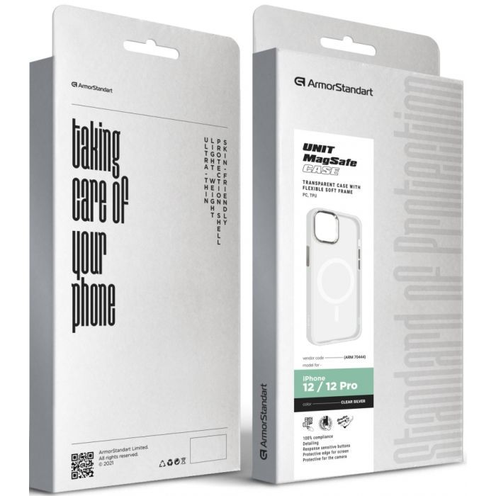 Чохол до мобільного телефона Armorstandart Unit MagSafe Apple iPhone 12/12 Pro Matte Clear Silver (ARM70444) зображення 6