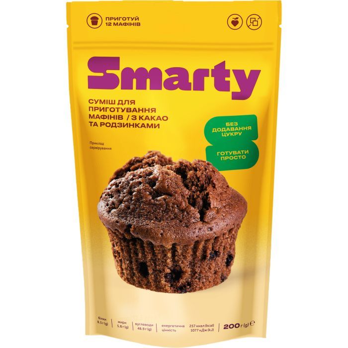 Смесь для выпекания Smarty мафинов с какао и изюмом 200 г (1600095)