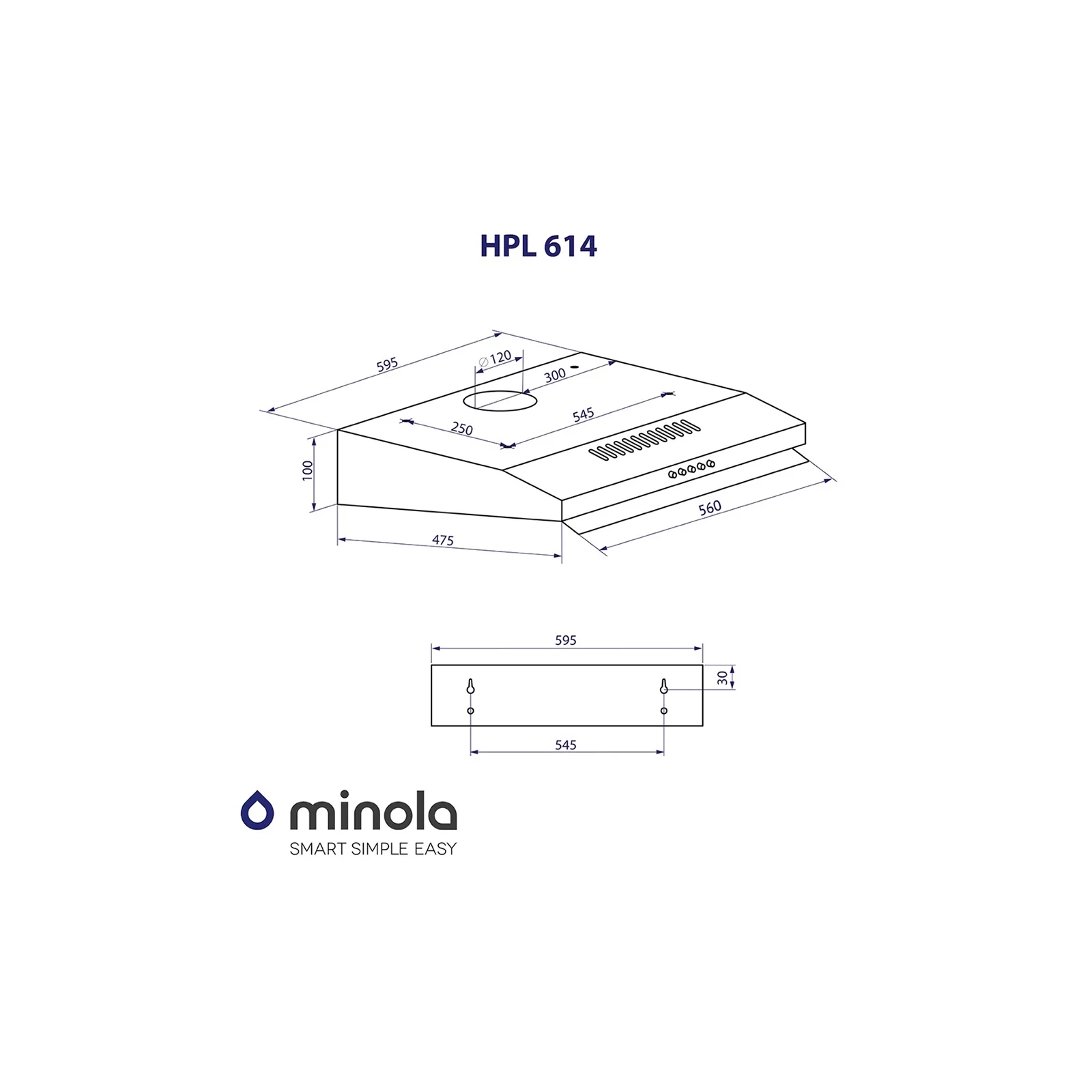 Витяжка кухонна Minola HPL 604 I зображення 11